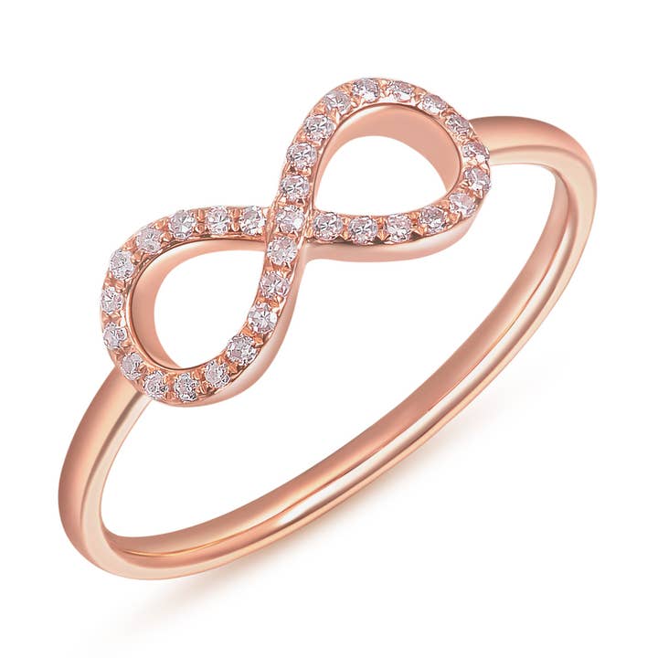 18K rose gold diamond infinity ring for wholesale by Leaf Jewelry