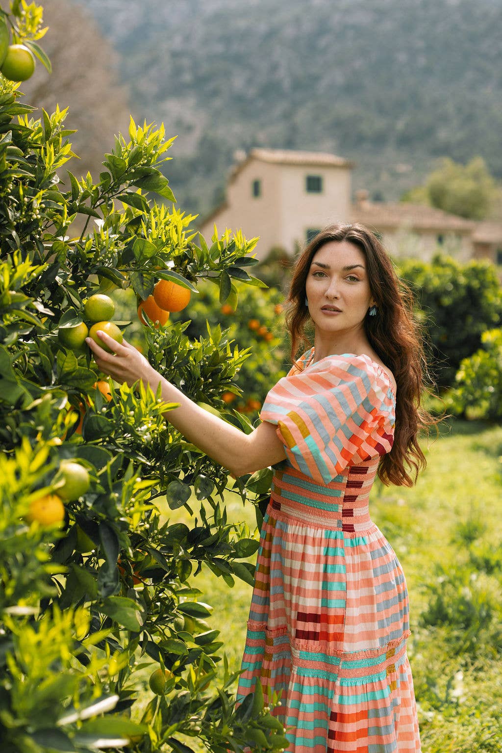 Sunshine Tienda - Wholesale Dress - Women's - Apricot Colorful Stripe Tula Dress1