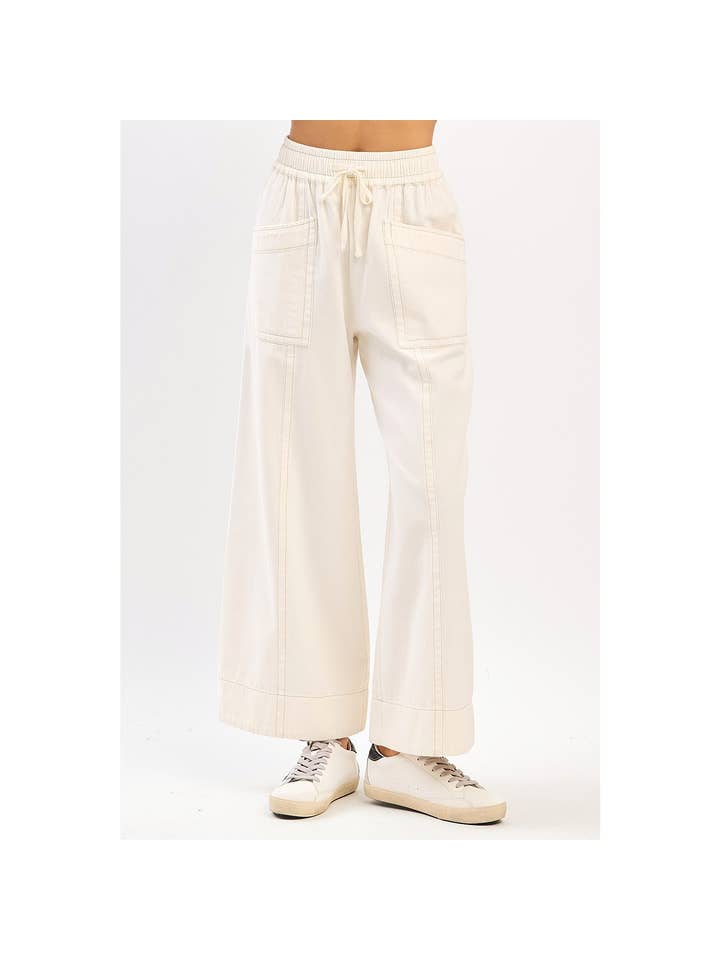 mittoshop - Wholesale Pants - Women's - MINERAL WASH WIDE LEG ELASTIC WAIST TWILL PANTS2