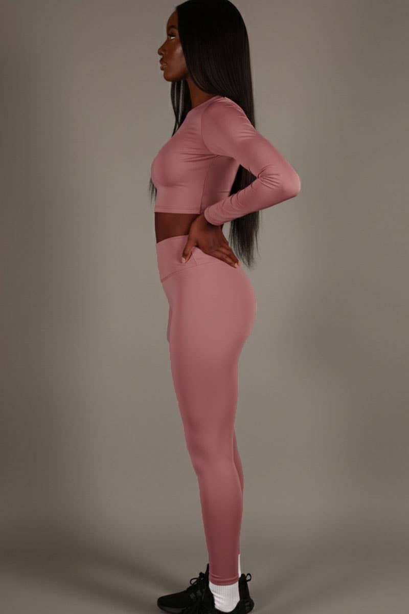 CAPELLA APPAREL - Wholesale Activewear Set - Women's - Long Sleeve Crop Top & High Waist Leggings Activewear Set9