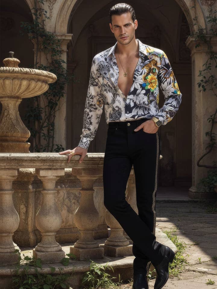 Jean homme extensible à clous couleur unie 5ED04 pour la vente par BARABAS