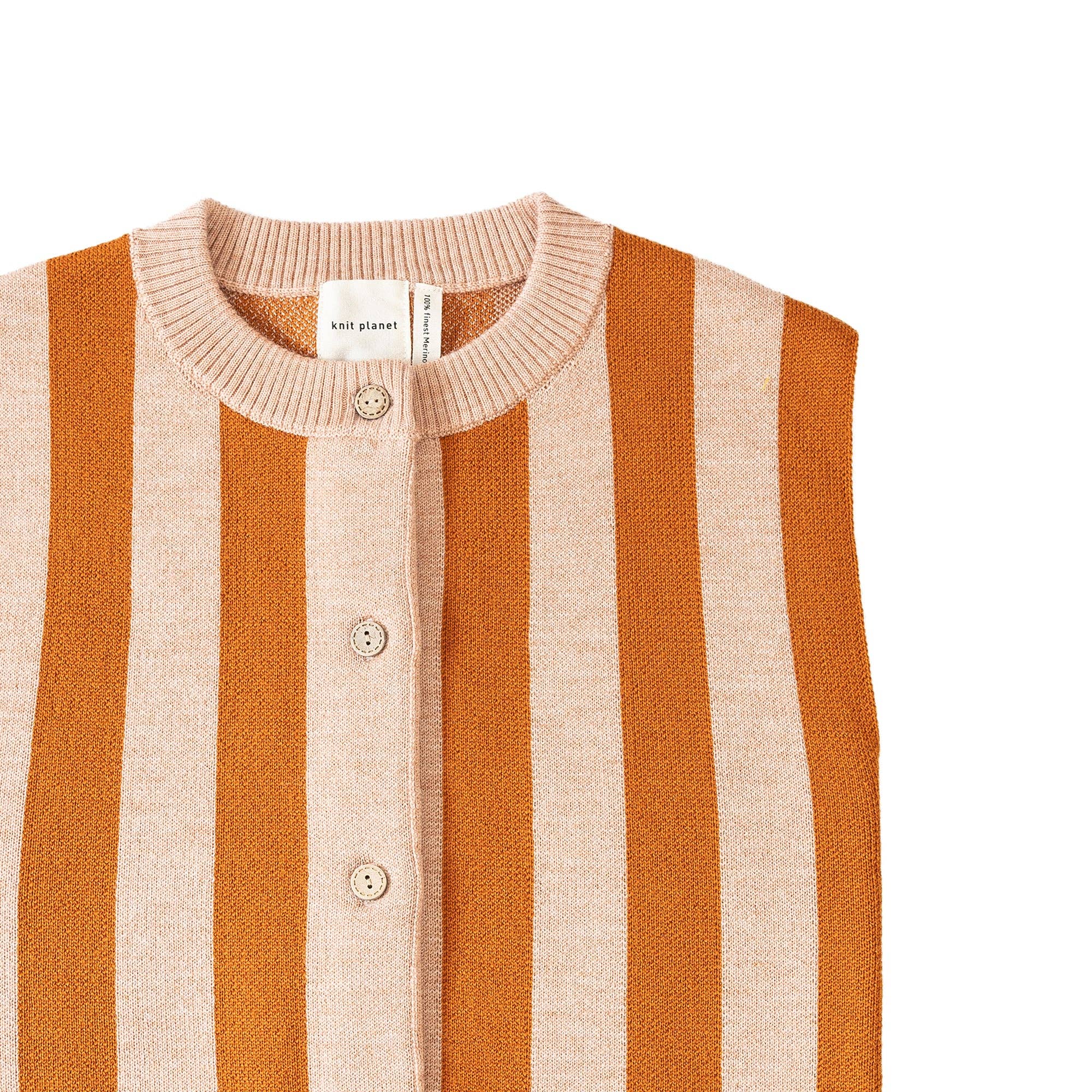 Knit Planet – wholesale Sweater vest – Kids – Stripe Vest Gingerbread/Pastel Orange1