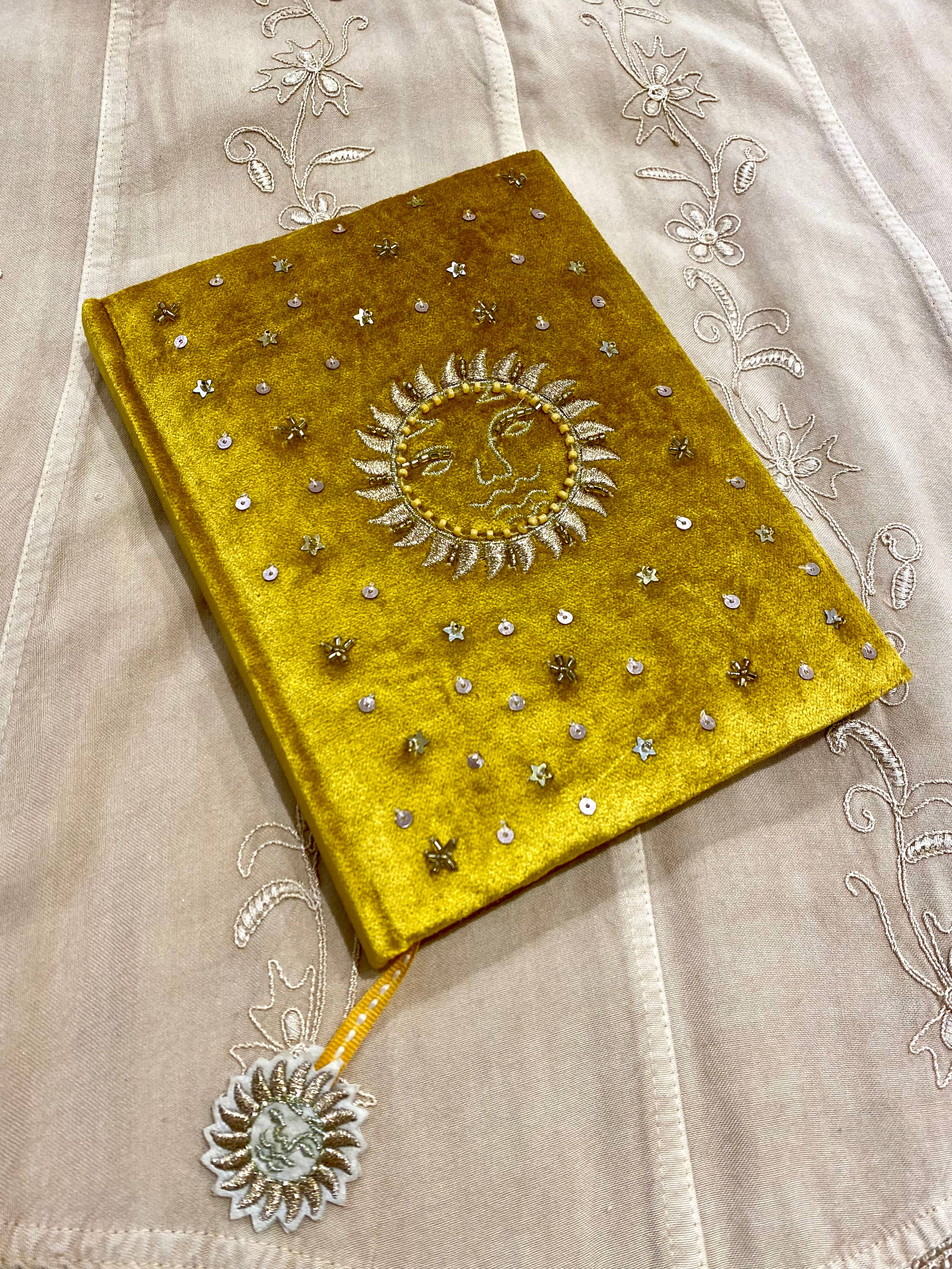 Temple of Treasure - Wholesale Notebook - Velvet Beaded Notebook Sun Yellow3
