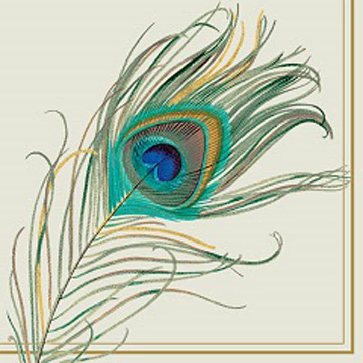 Boston International – wholesale Disposable napkin – Paper Cocktail Napkins Pack of 20 Peacock Feather