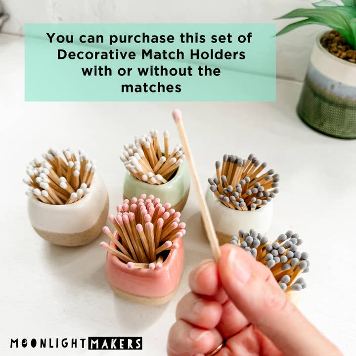 Moonlight Makers - Wholesale Match Holder - Ceramic Match Holders - With or Without Matches - 5 Colors