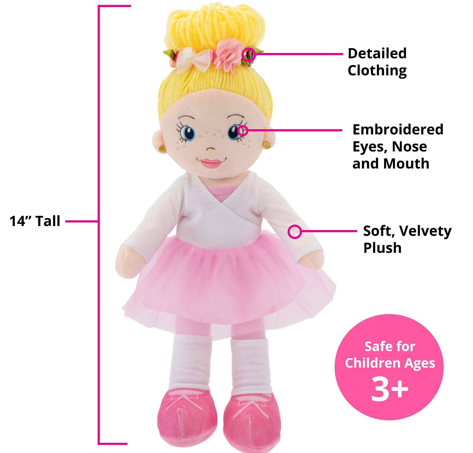 OrangeOnions - Wholesale Doll - Kids - Ballerina Rag Doll Eimmie Plush Dancer Toy 14 Inch1