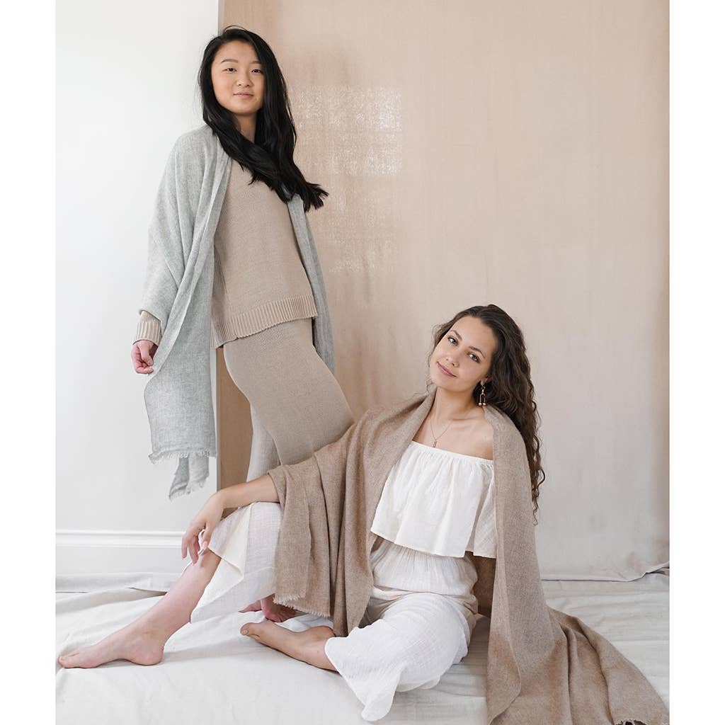 SLATE + SALT – wholesale Halsduk - Dam – Beige handloom kashmir halsduk2