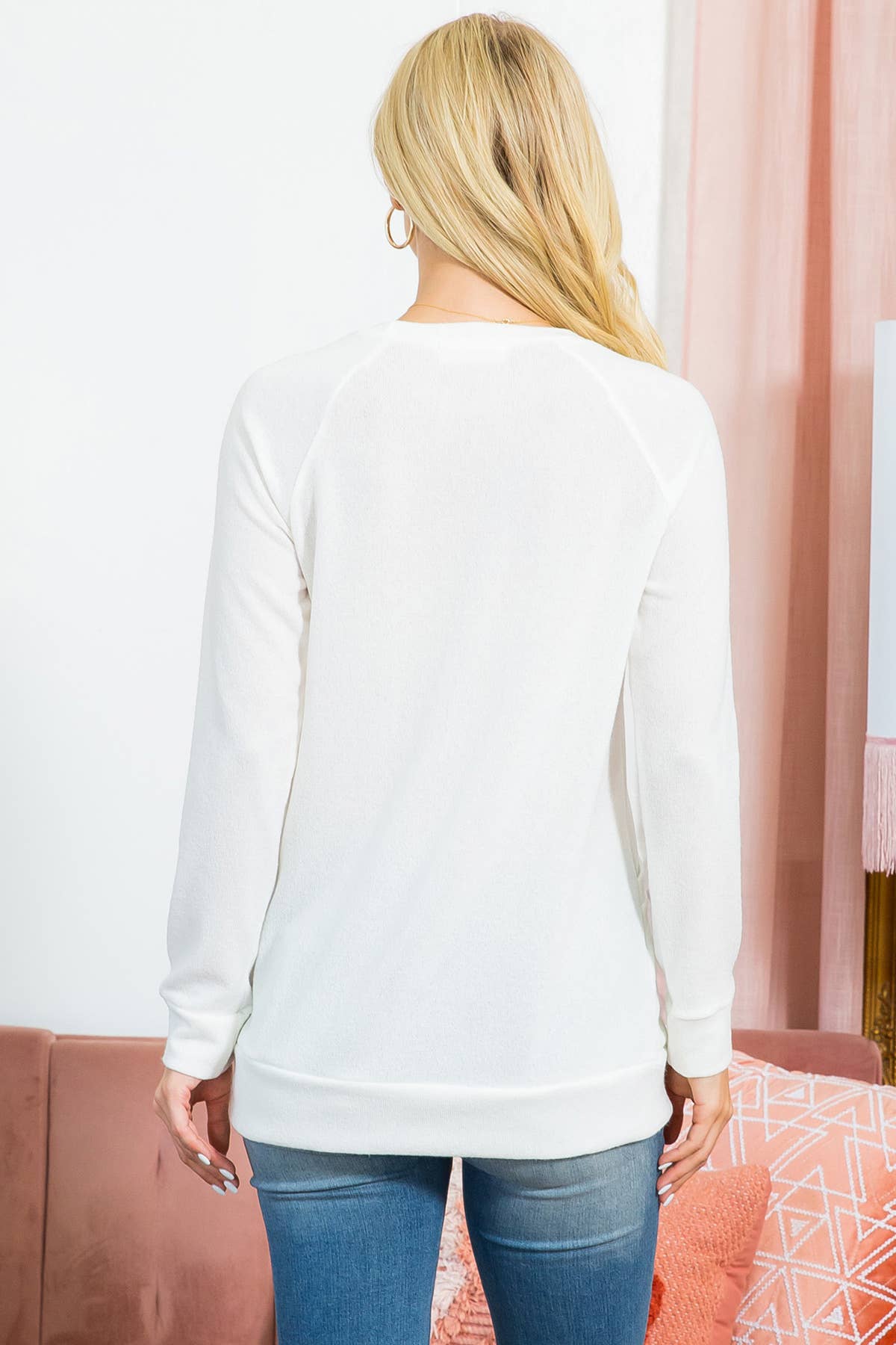 You & Me - Vente Haut en maille – femme - HAUT À MANCHES LONGUES EN TRICOT EN V YMT20078V59