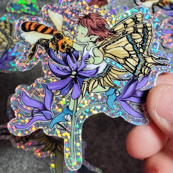 Dragon Art - Wholesale Sticker - Fairy Wishes and Bee Kisses Glitter Sticker
