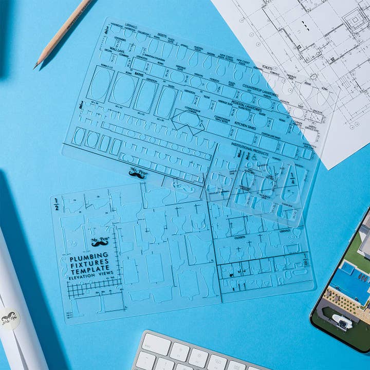 Mr. Pen - Wholesale DIY Craft Kit - Plumbing Template, Architectural Templates, Bathroom1