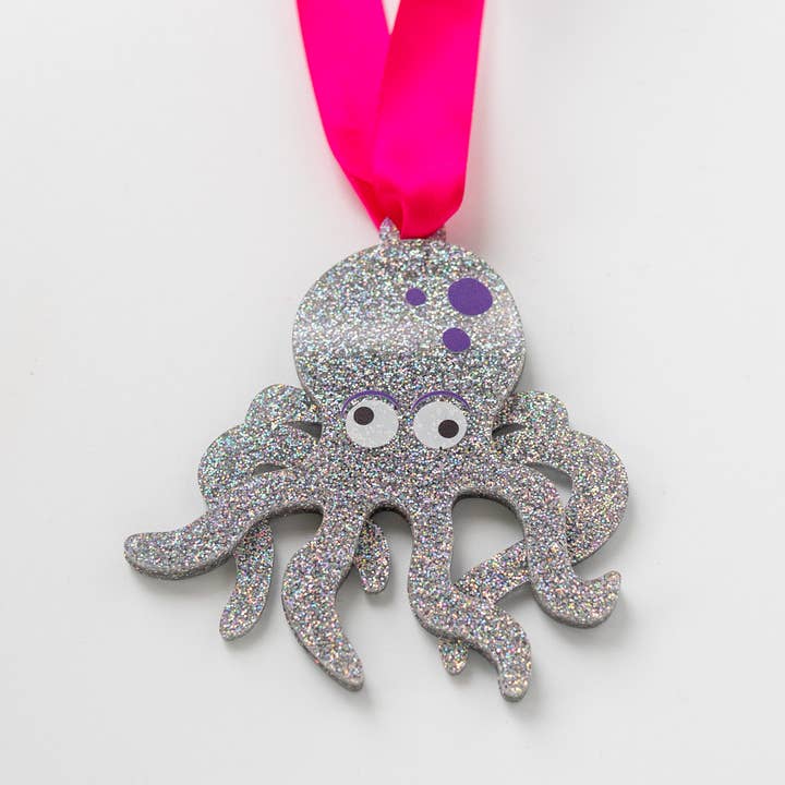 Octopus Glitter Christmas Decoration - Sea creature Xmas for wholesale by designosaur