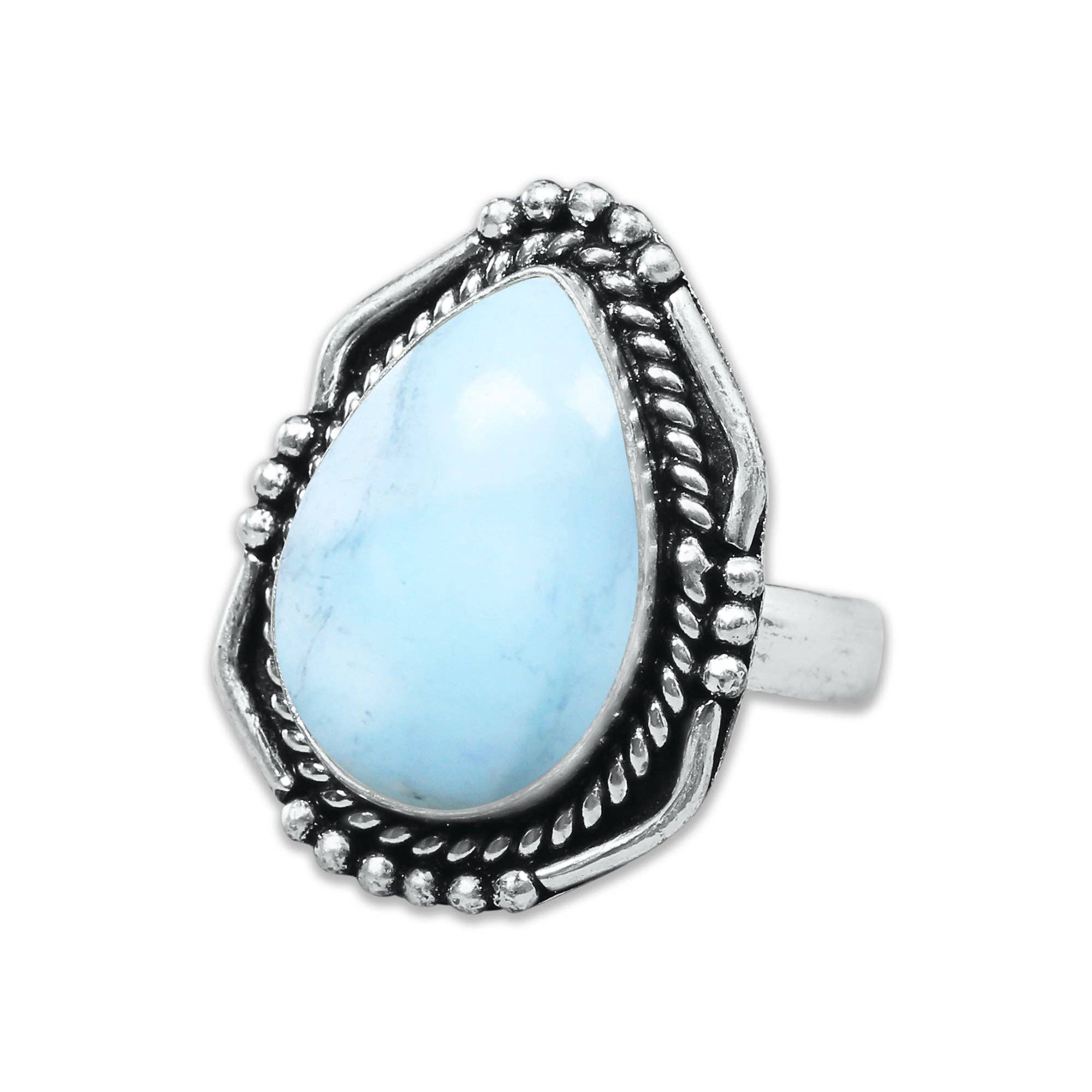 Handmade Jewels - Wholesale Cocktail/Statement Ring - Handmade Silver-Plated Larimar Rings – Minimalist Ocean-Inspired Jewelry (Natural Larimar)12