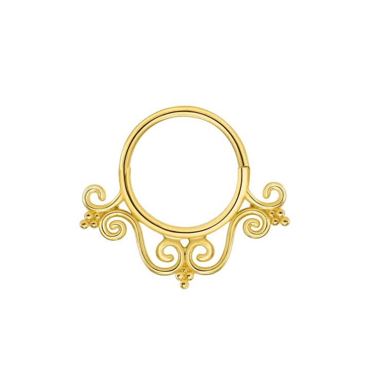 Elizabeth Seamless Ring – 14K Gold Cup & Divot Design for wholesale by Piercing-zone