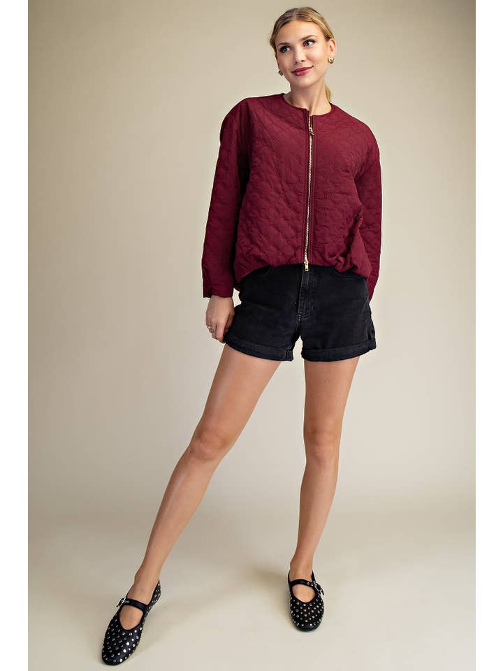 Glam - Wholesale Jacket - Women's - Round Neck Zipper Closure Quilted Jacket12