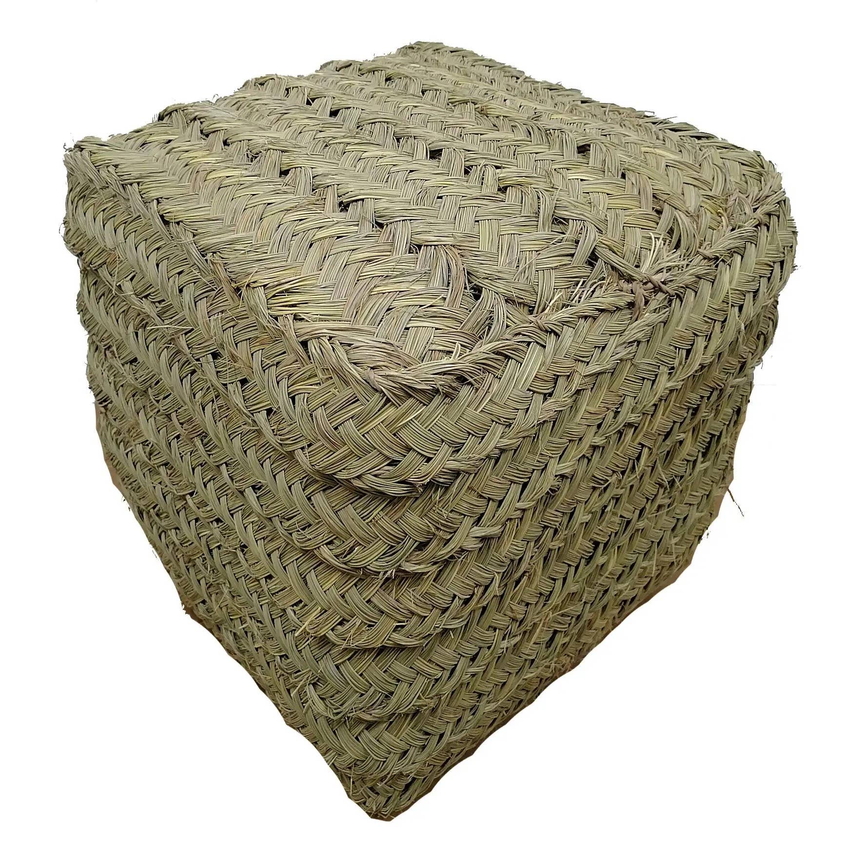 Etnico del Mondo - Vendita all'ingrosso Pouf - Pouf Poggiapiedi Etnico Marocchino In Paglia Intrecciata1