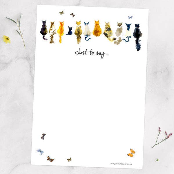 Watercolour Cats & Butterflies - Thank You Notelet - Pack of for wholesale by Dotty About Paper
