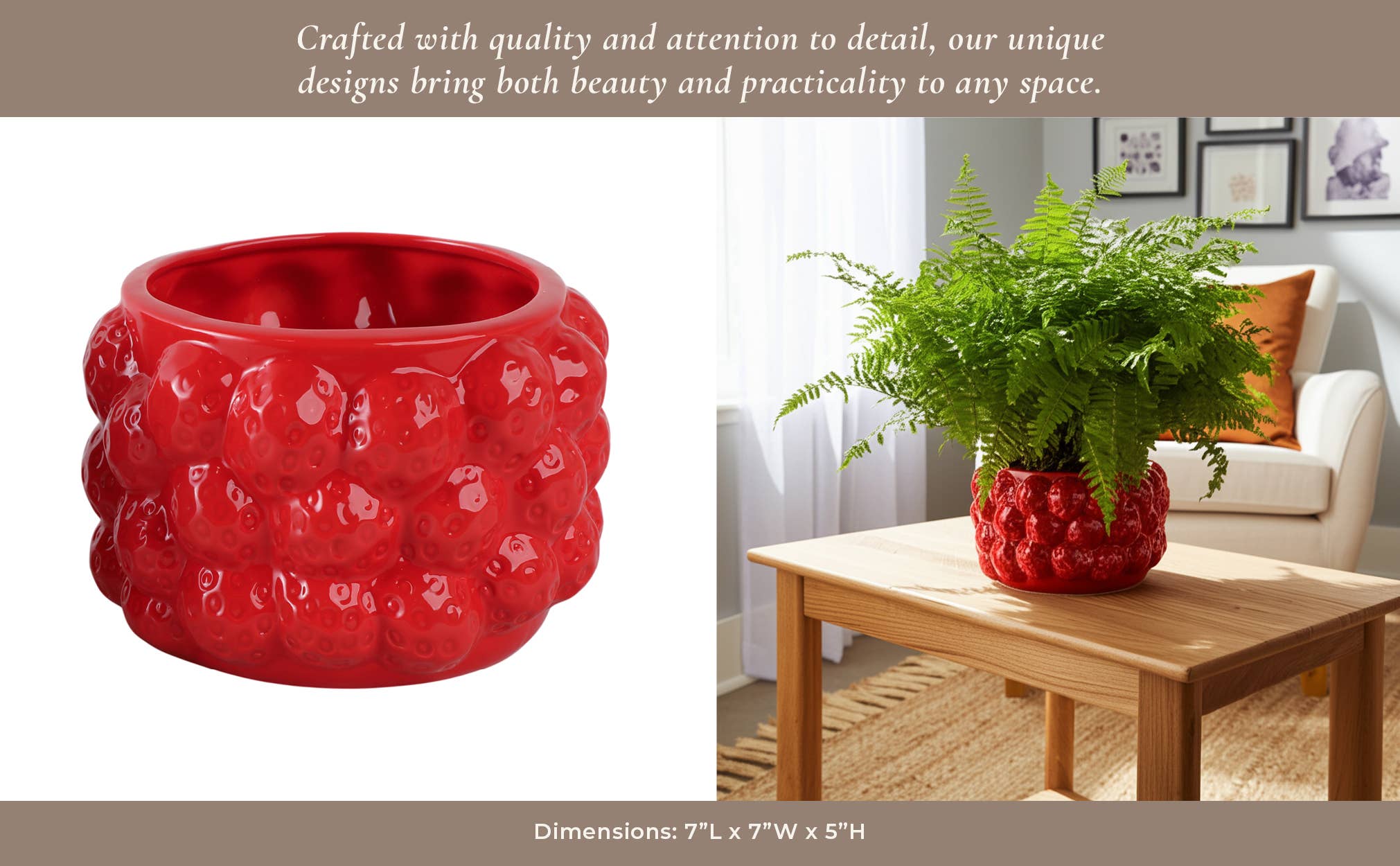 Sagebrook Home - Wholesale Plant Pot - Ceramic Strawberries Flower Planter Pot - Red, 7 in.11