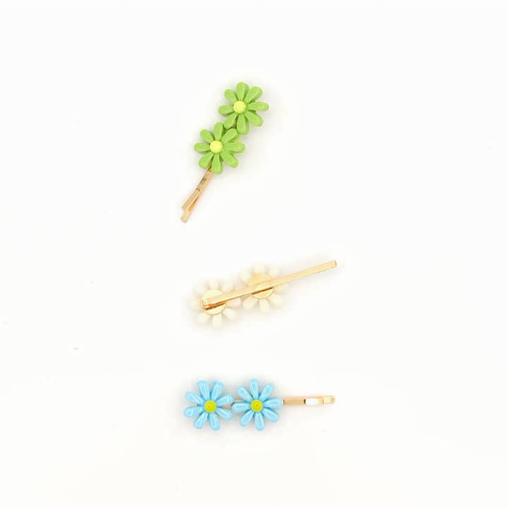 IKILIFE S.L - Wholesale Hair Clip - Kids - Set of 3 gold children's hairpins with 2 flowers1