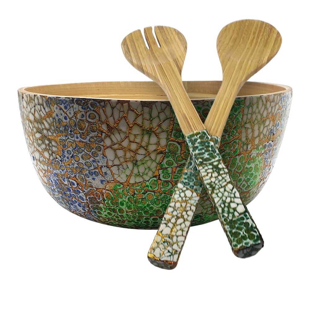 VIE - Wholesale Serve Bowl - Bamboo Salad Bowl, 23x10cm, with Matching Salad Servers9
