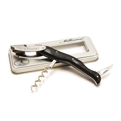 Jean Dubost Wine Waiter with Black Handle in a Metal Box for wholesale by The French Farm