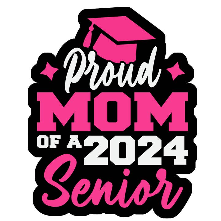 Stolt mor til et seniorklistermærke fra 2024 for engroshandel hos Stick to it creations