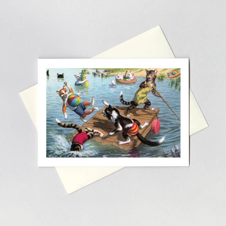 Cat Fun in the Water - Captivating Cats Card for wholesale by Laughing Elephant