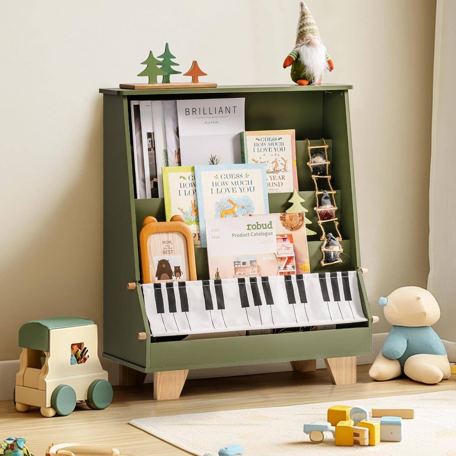 Robud & Mewoofun Official Store - Wholesale Bookcase - ROBOTIME 4-Tier Kid Toddler Bookshelf Front and Back Storage17