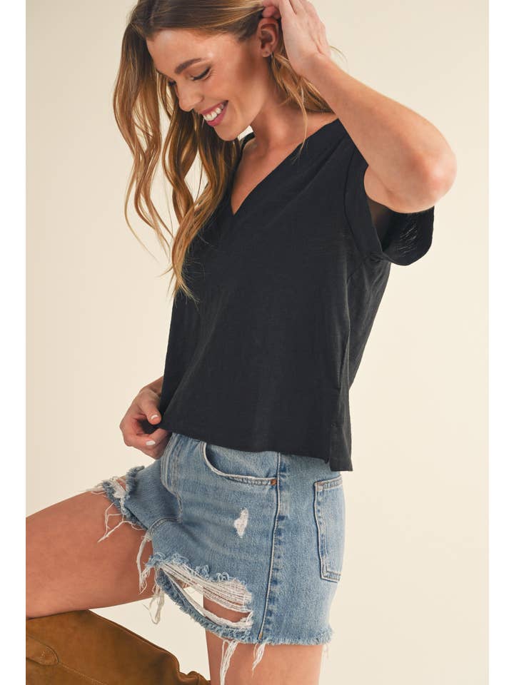 AEMI + CO - Wholesale T-Shirt - Women's - 8281DK Til V-Neck Baby Top6