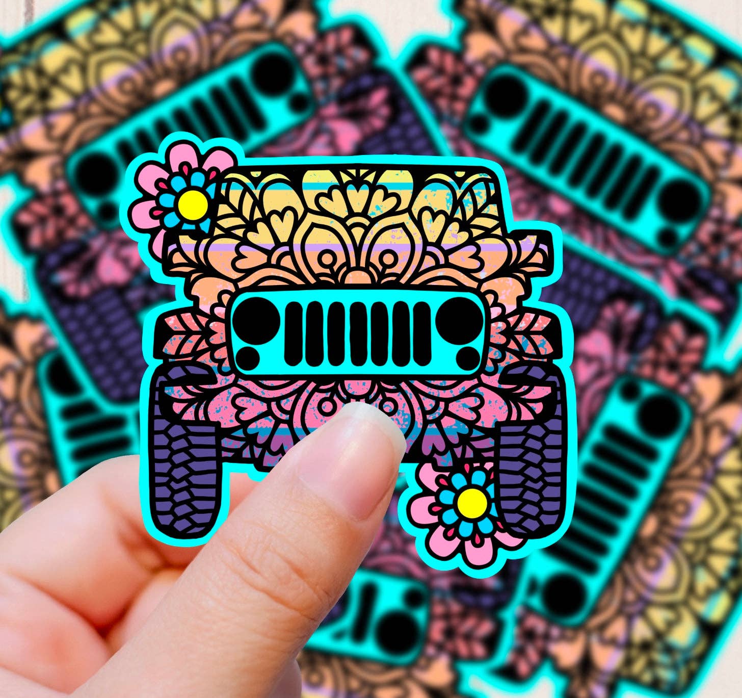 Graceful Darkness, LLC - Wholesale Sticker - Wrangler Mandala (Jeep Inspired), Vinyl Sticker2