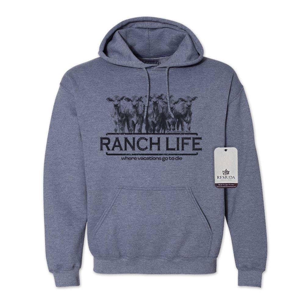 Remuda Western Wear - Wholesale Hoodie - Unisex - Ranch Life: Where Vacations Go To Die - Adult Unisex Western Hoodie1