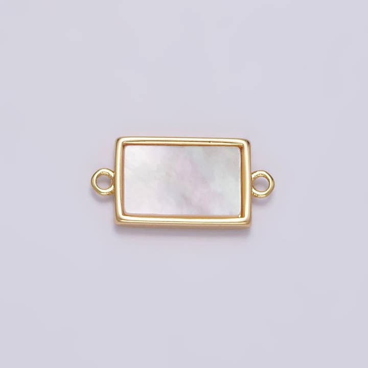 Connettore Minimalista con Castone in Oro Riempito 13,3mm Barra Rettangolare con Perla di Conchiglia G-703 per la vendita all'ingrosso da parte di Aim Eternal
