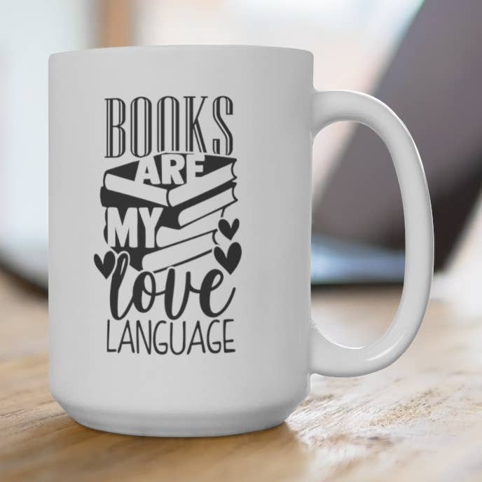 Books are my Love Language Mugs for wholesale by Erin Decker Creative