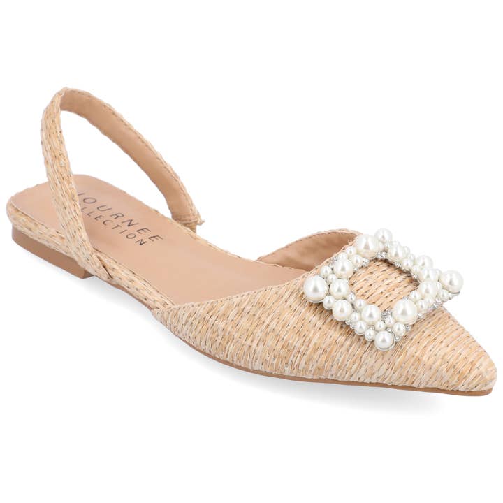 Journee - Wholesale Flats - Women's - Hannae Slingback Flats In Faux Raffla2