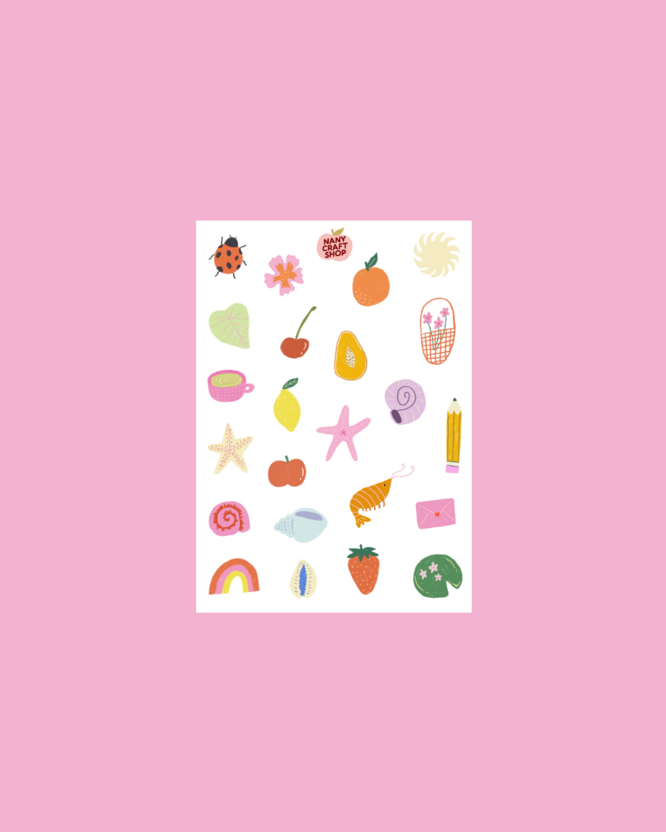 Nany Craft Shop - Wholesale Sticker - Mini summer drawing sticker sheet A6 🌈