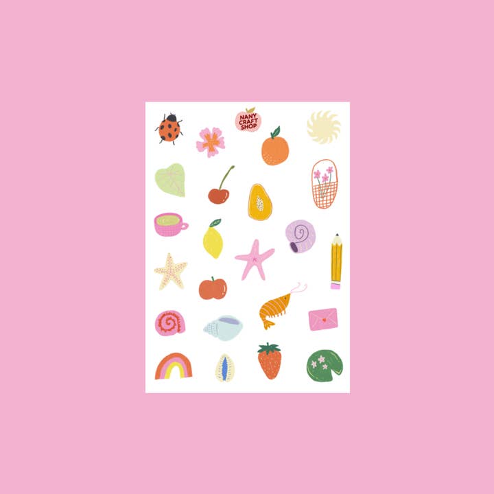 Nany Craft Shop – wholesale Sticker – Mini summer drawing sticker sheet A6 🌈0