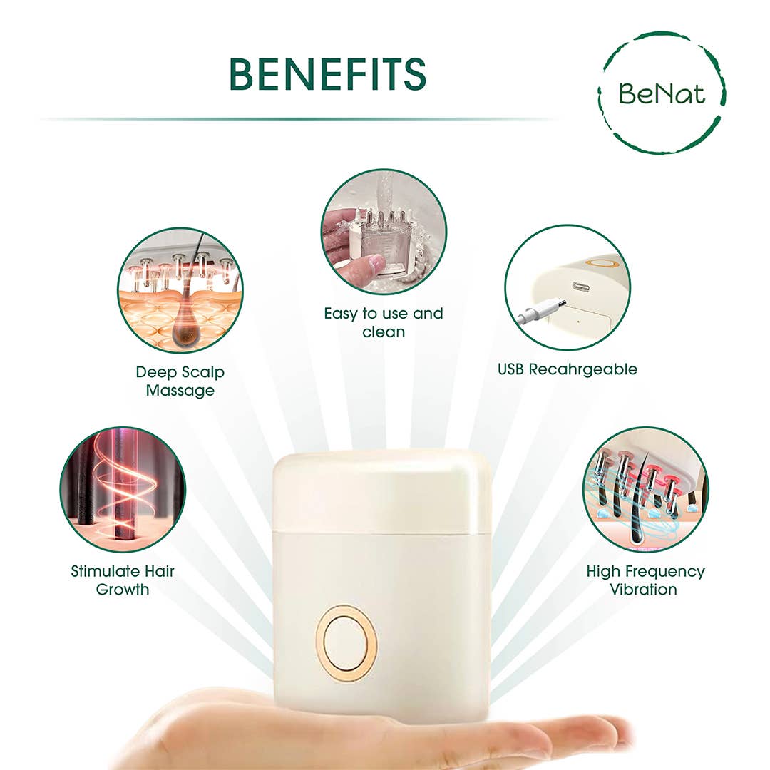 BeNat - Wholesale Head Scratcher/Massager - Electric Oil Applicator and Vibration Scalp Massager 2 in 1.4