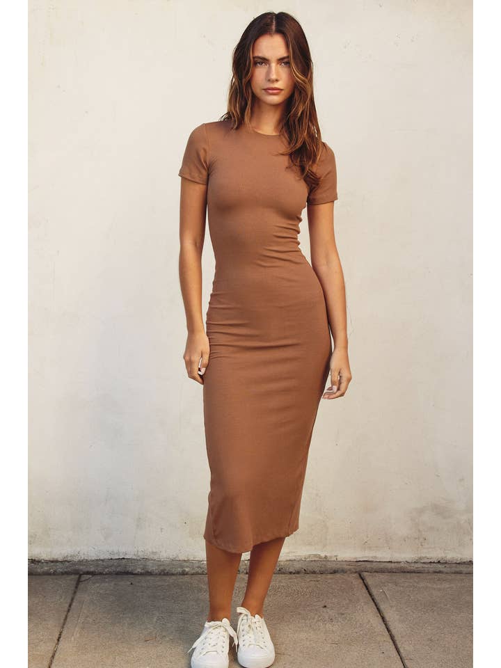 Dress Forum - Wholesale Dress - Women's - Ribbed Knit Back Slit T-Shirt Dress (1)17