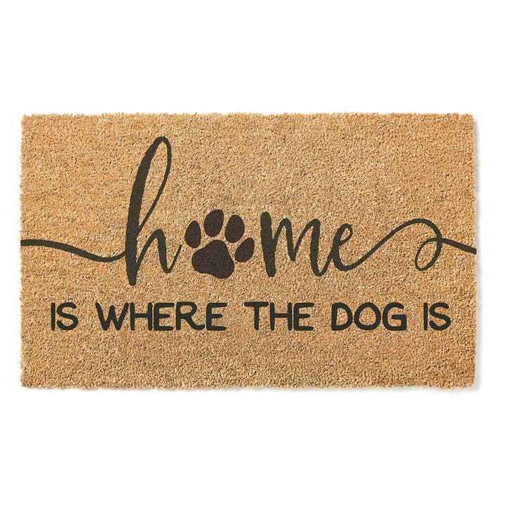 18x30 Coir Doormat Home is Where the Dog is for wholesale by Kindred Hearts