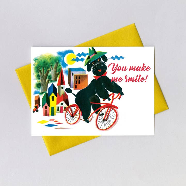 Poodle on a Bicycle - Friendship Card for wholesale by Laughing Elephant
