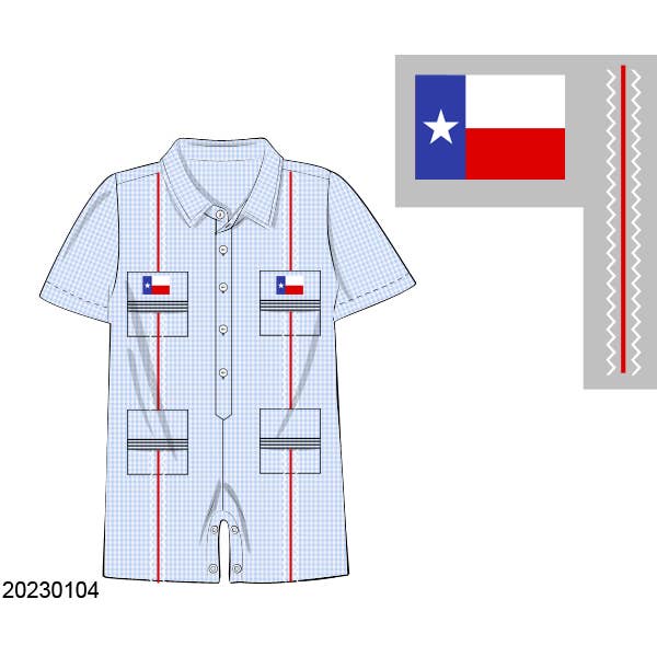 Boots & Bows Smocking Co - Wholesale Jumpsuit - Baby - Boys Texas Flag Guayabera Romper