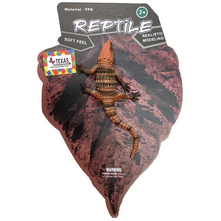 Armadillo Tailed Lizard Reptile Figurine on Peggable Board for wholesale by Texas Toy Distribution