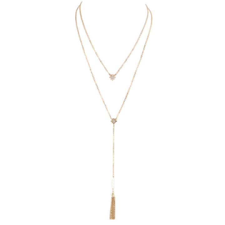 Collier à strass en forme d'étoile et de pompons pour la vente par LA Jewelry Plaza