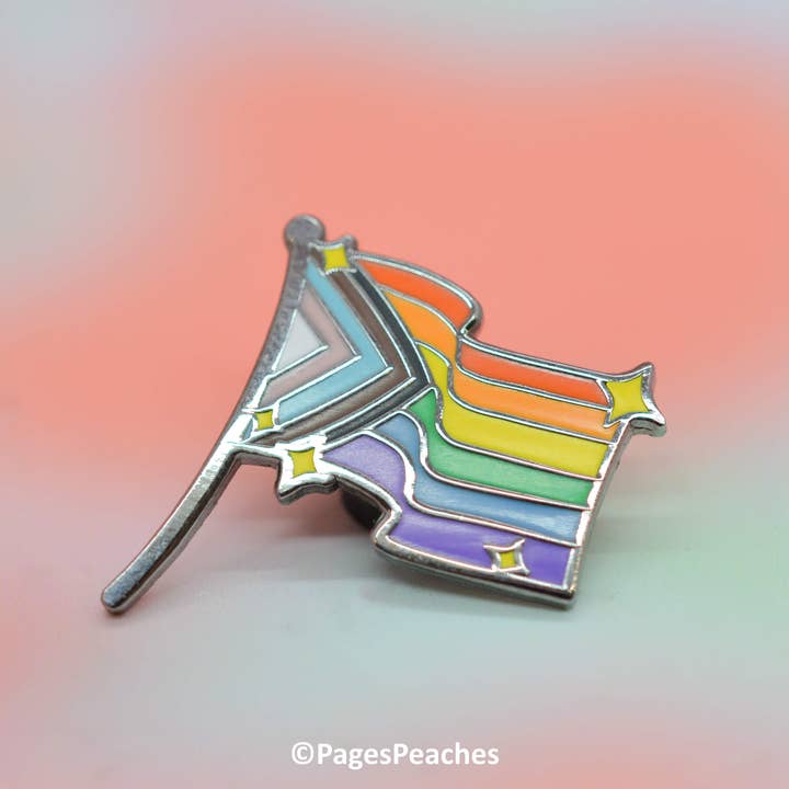 Page's Peaches - Wholesale Lapel pin/button - Progress Pride Hard Enamel Flag Pin1