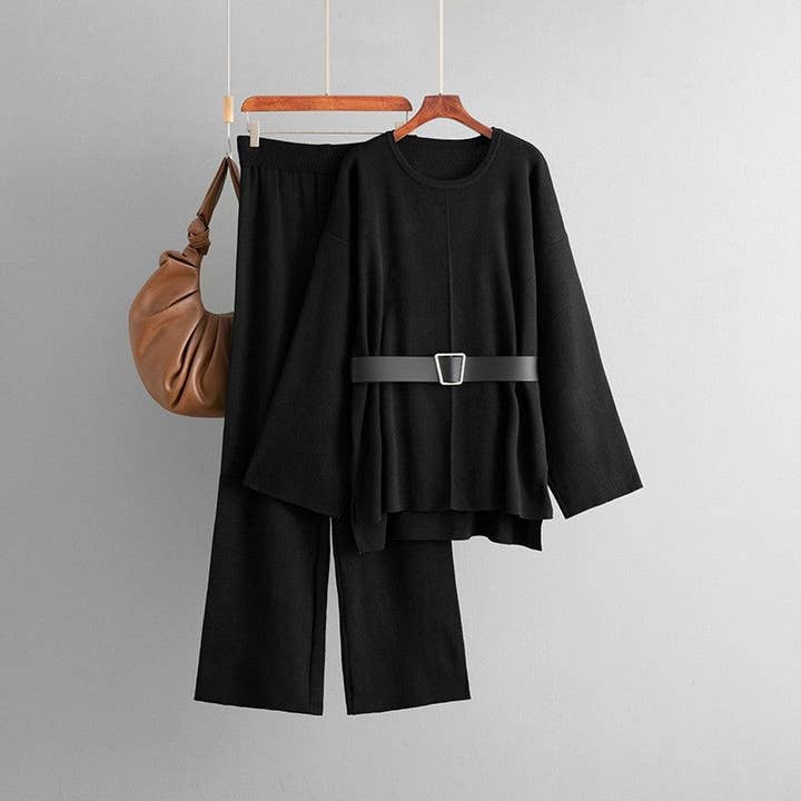kycozy - Wholesale Top & Pant Set (NOT Loungewear) - Women's - Belted Sweater High Waist Pants Set8