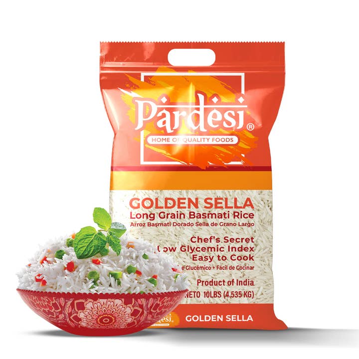 PARDESI FOODS Golden Sella Basmati Rice 10LB for wholesale by TMC Marketing