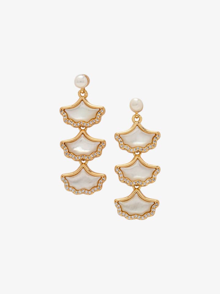 Gingko Gold Shell Earrings for wholesale by Uchi & Soto