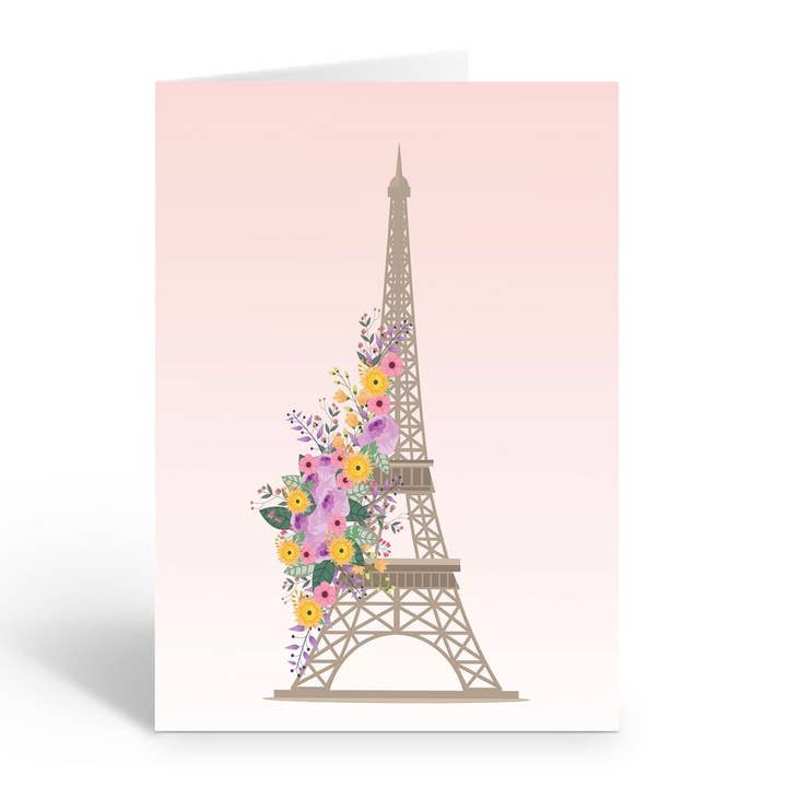 Floral Eiffel Tower Parisian Note Cards for wholesale by Stonehouse Collection