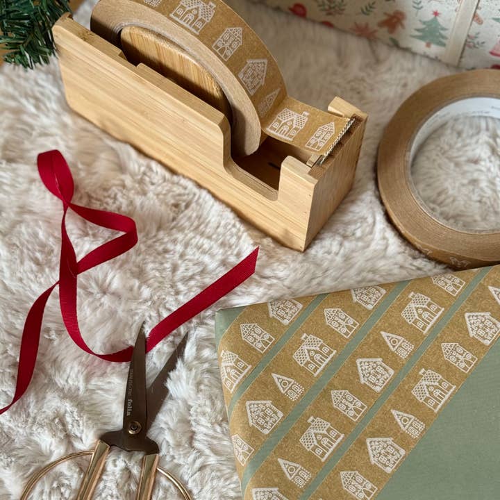 Cascayde – wholesale Tape – Gingerbread Houses Festive Paper Tape 24mm - Gift Wrapping2