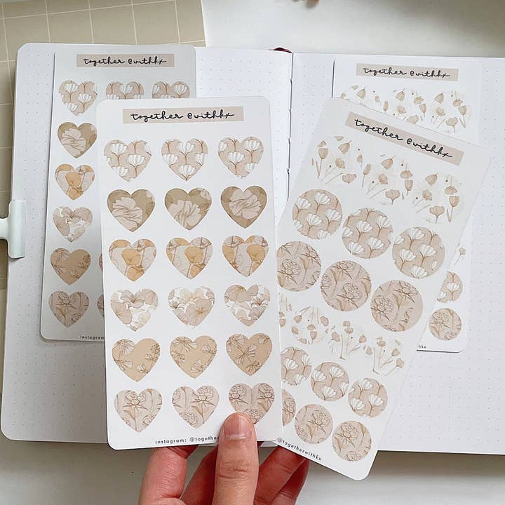 Heart Botanical Pattern Mini Sticker Sheet for wholesale by togetherwithkx