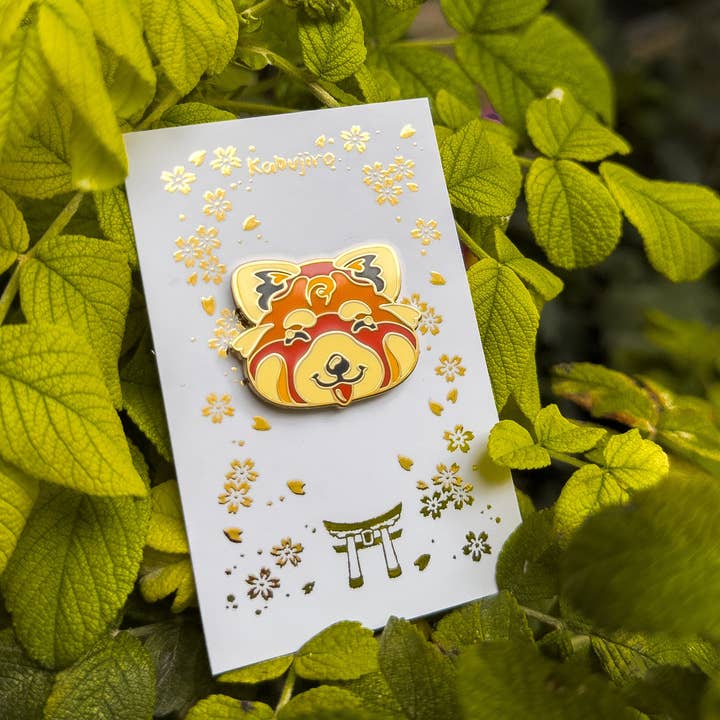 Red Panda Enamel Pin for wholesale by Kabujiro